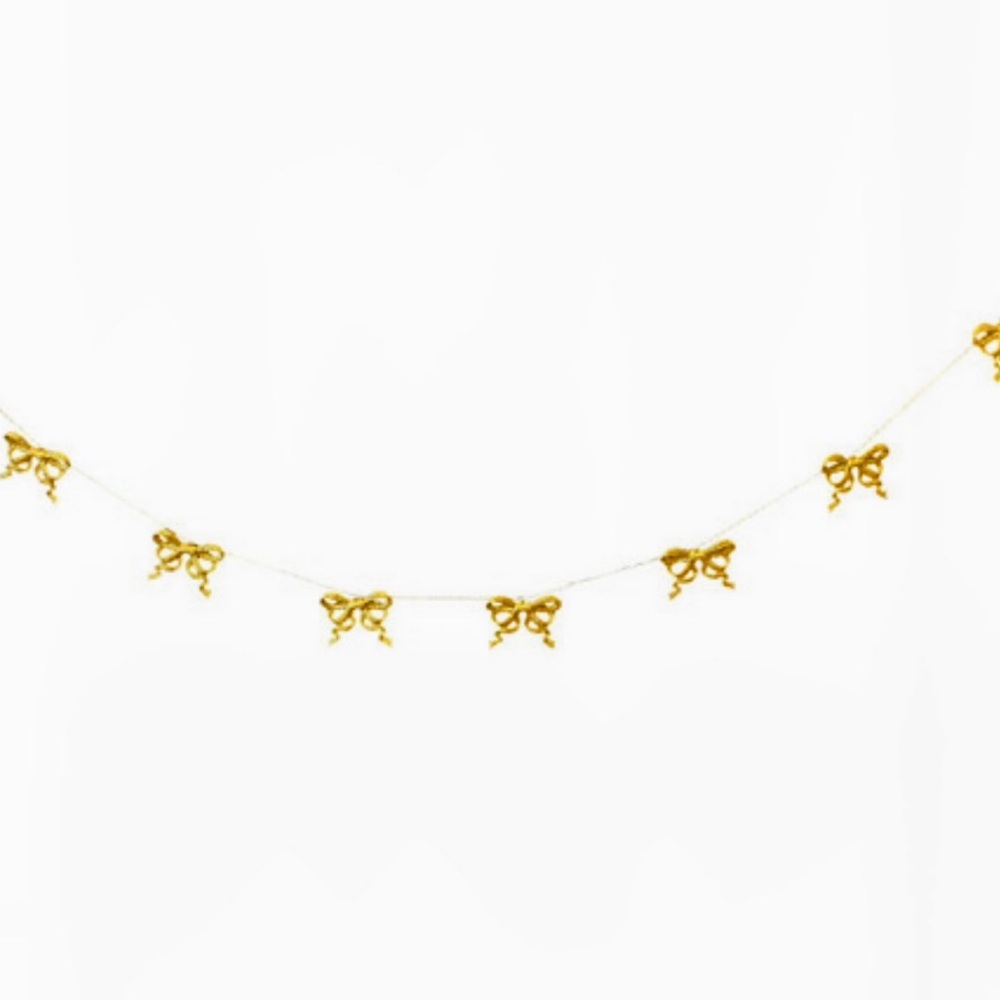NEW in BOX Gold Glitter Bow Holiday Garland - Picture 11 of 11